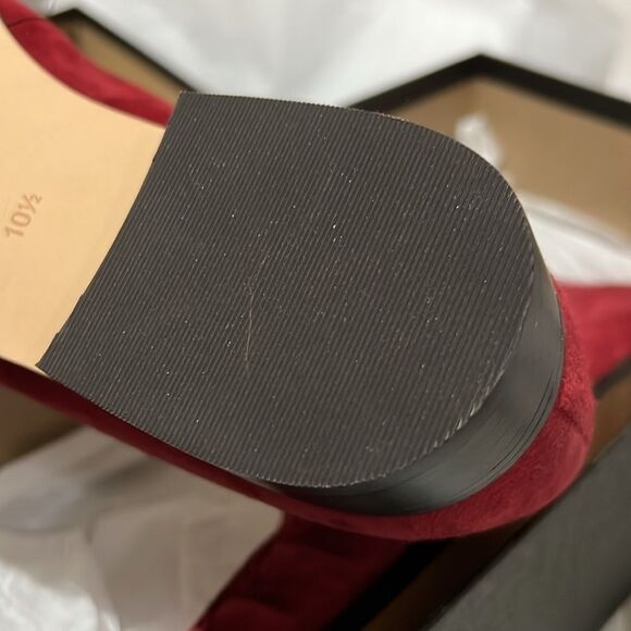 J. Crew ce823 Red Maison ruched loafers suede mismatched sizes 10.5./11 NWT - Picture 7 of 14